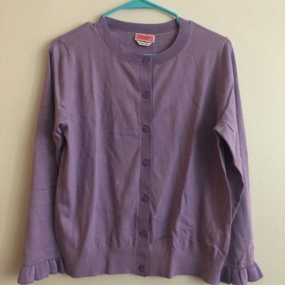 NWT!! Kate Spade Ruffle Cardigan lavender size M